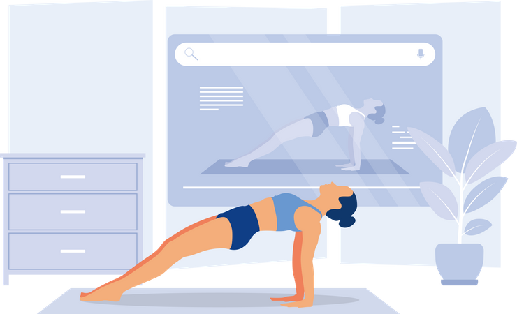 Aplicación de yoga en línea  Ilustración