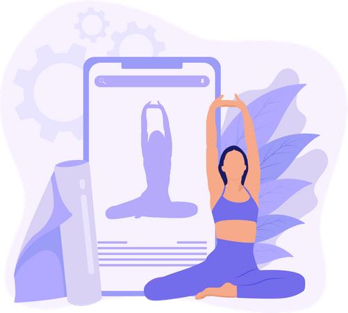 Aplicación de yoga en línea  Ilustración