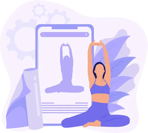 Aplicación de yoga en línea  Ilustración