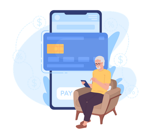 Aplicativo de mobile banking para idosos  Ilustração