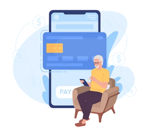 Aplicativo de mobile banking para idosos  Ilustração