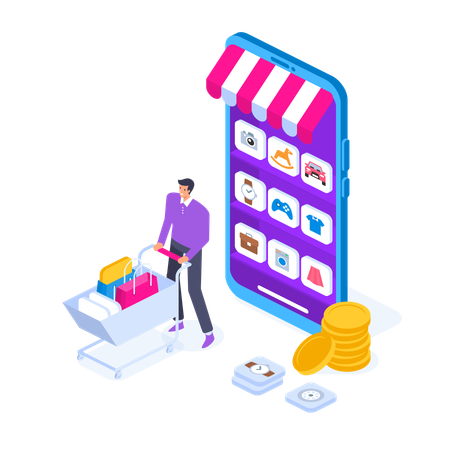 Aplicativo de compras on-line  Ilustração