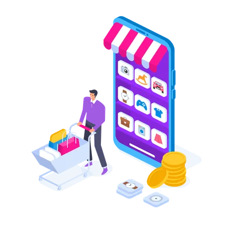 Aplicativo de compras on-line  Ilustração