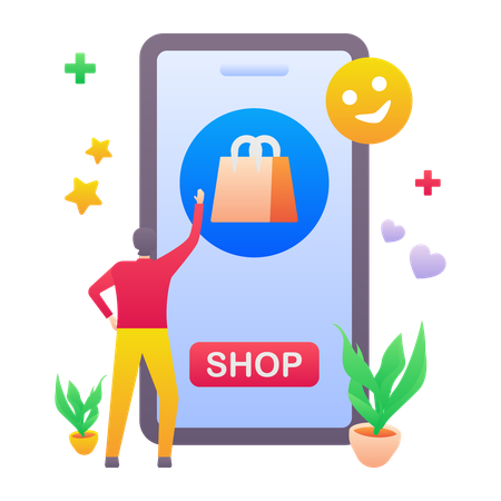 Aplicativo de compras on-line  Ilustração