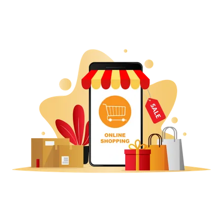 Aplicativo de compras on-line  Ilustração