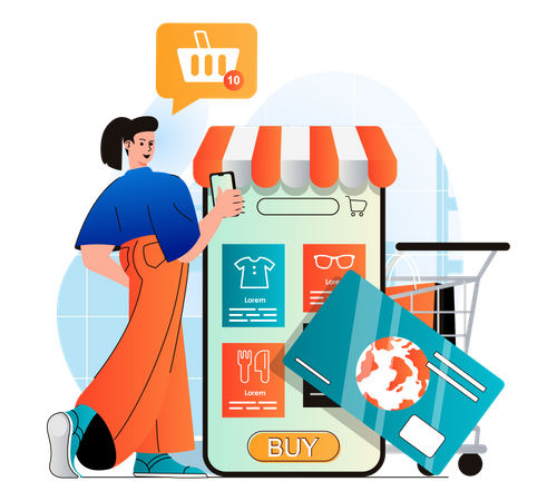 Aplicativo de compras on-line  Ilustração