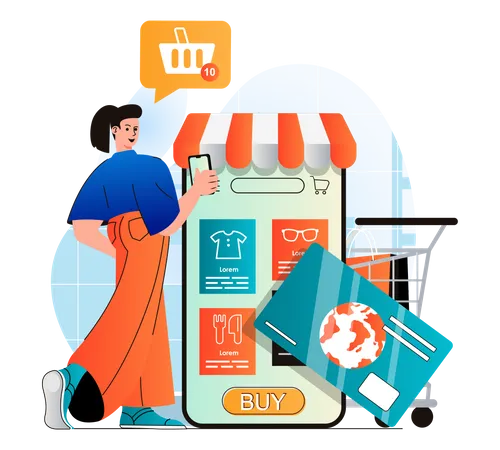 Aplicativo de compras on-line  Ilustração