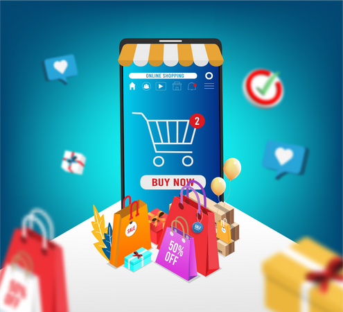 Aplicativo de compras on-line  Ilustração