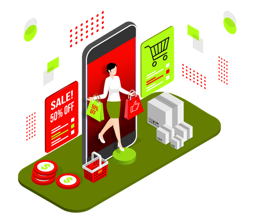 Aplicativo de compras on-line  Ilustração