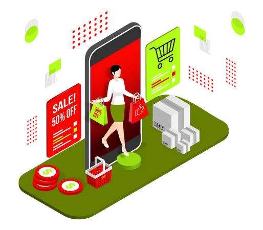 Aplicativo de compras on-line  Ilustração