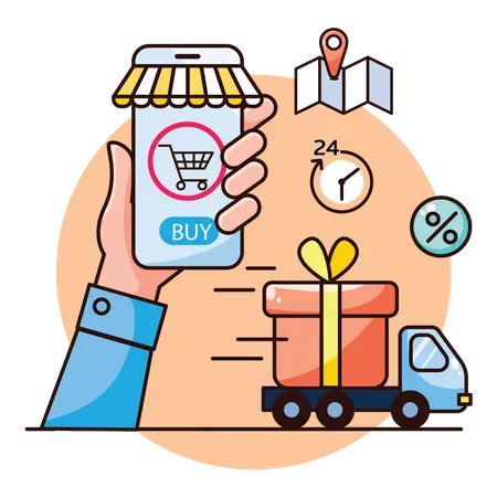 Aplicativo de compras on-line  Ilustração