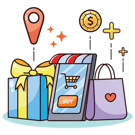 Aplicativo de compras on-line  Ilustração