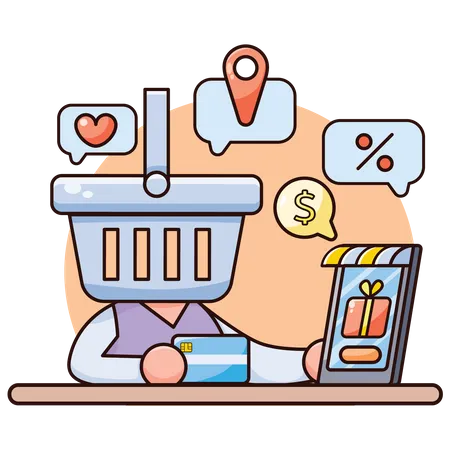 Aplicativo de compras on-line  Ilustração