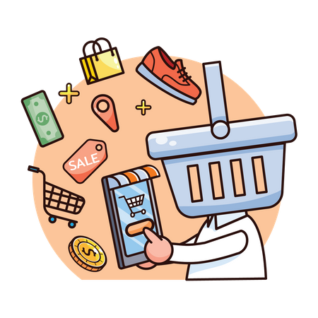 Aplicativo de compras on-line  Ilustração