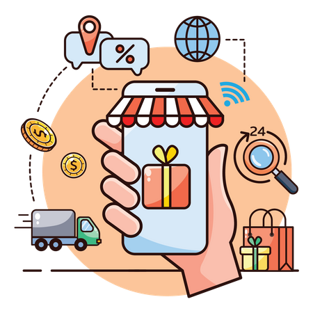 Aplicativo de compras on-line  Ilustração