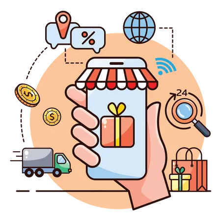 Aplicativo de compras on-line  Ilustração