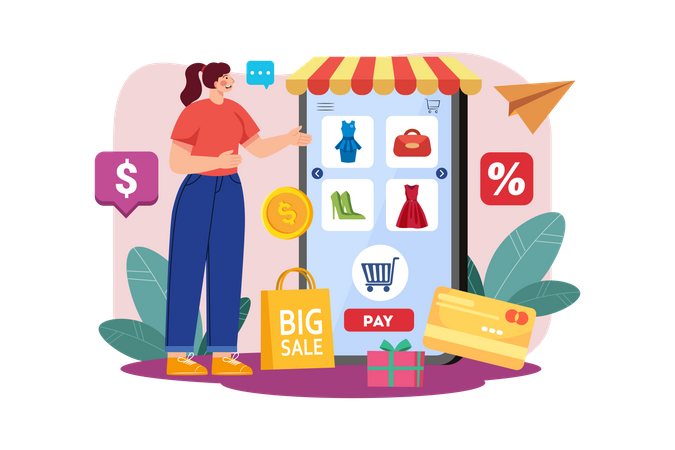 Aplicativo de compras on-line  Ilustração