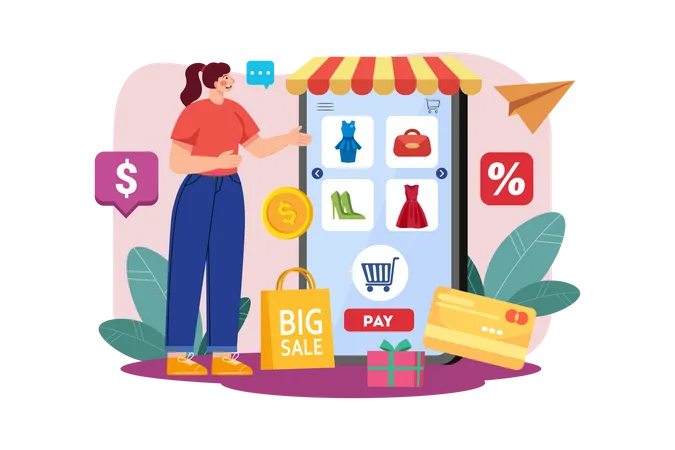 Aplicativo de compras on-line  Ilustração