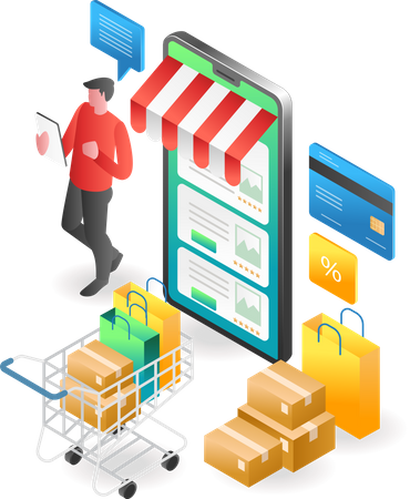 Aplicativo de compras on-line  Ilustração