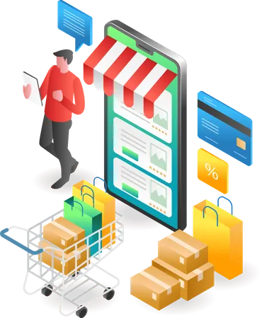 Aplicativo de compras on-line  Ilustração