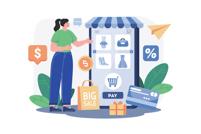 Aplicativo de compras on-line  Ilustração