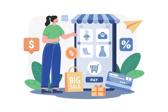 Aplicativo de compras on-line  Ilustração