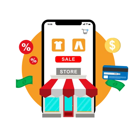 Aplicativo de compras on-line  Ilustração