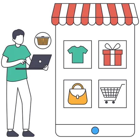 Aplicativo de compras para celular  Ilustração
