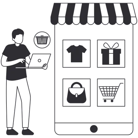 Aplicativo de compras para celular  Ilustração