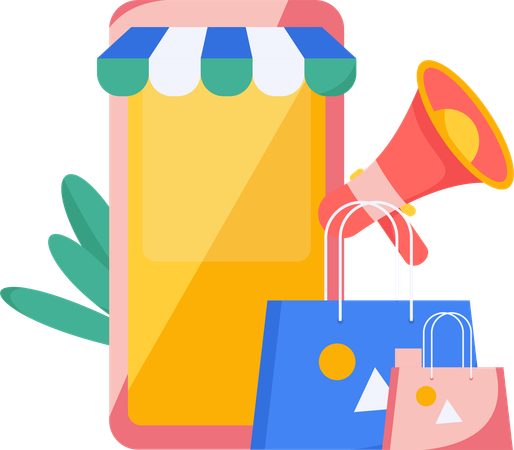 Aplicativo de compras para celular  Ilustração