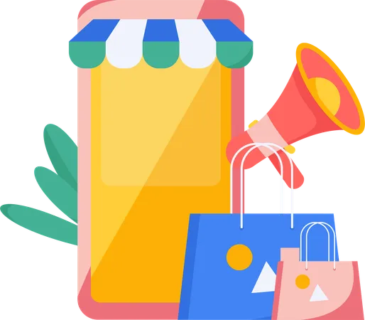 Aplicativo de compras para celular  Ilustração