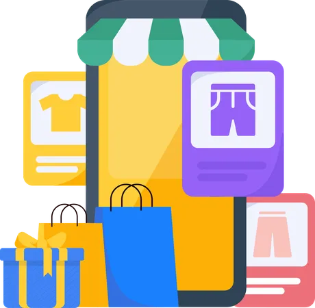 Aplicativo de compras para celular  Ilustração