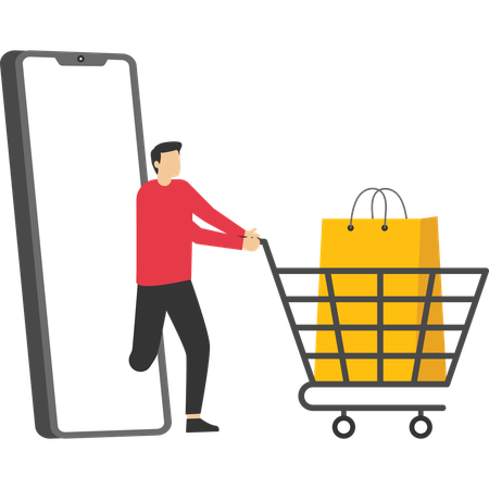 Aplicativo de compras para celular  Ilustração