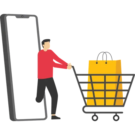 Aplicativo de compras para celular  Ilustração