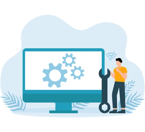 Aplicativo de configuração do sistema baixado no computador  Ilustração