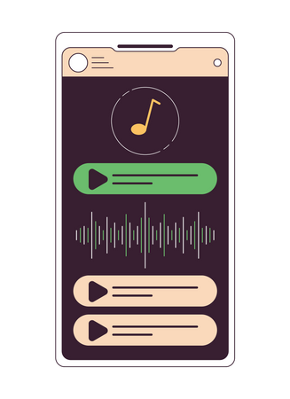 Aplicativo de música na tela do smartphone  Ilustração
