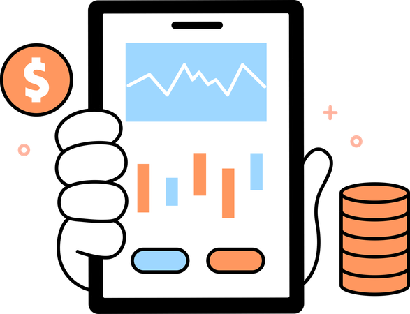 Aplicativo de negociação de bolsa de valores para dispositivos móveis  Ilustração