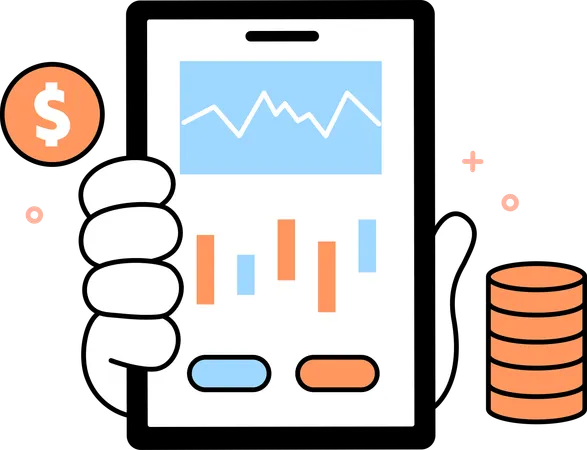 Aplicativo de negociação de bolsa de valores para dispositivos móveis  Ilustração