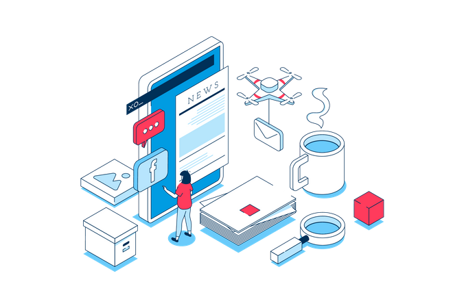Aplicativo de notícias para celular  Ilustração
