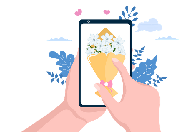Aplicativo de pedido de flores online  Ilustração