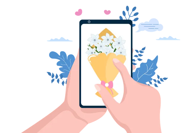 Aplicativo de pedido de flores online  Ilustração