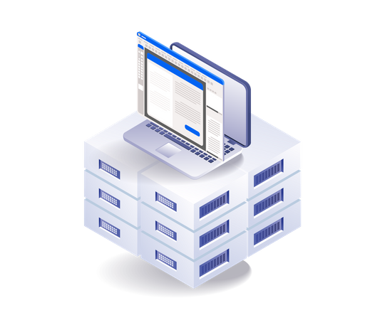 Aplicativo de processamento de banco de dados de servidor  Ilustração
