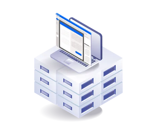 Aplicativo de processamento de banco de dados de servidor  Ilustração
