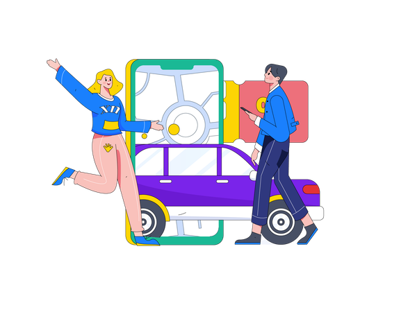 Aplicativo de reserva de táxi  Ilustração
