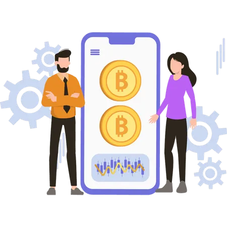 Aplicativo móvel de troca de bitcoin  Ilustração