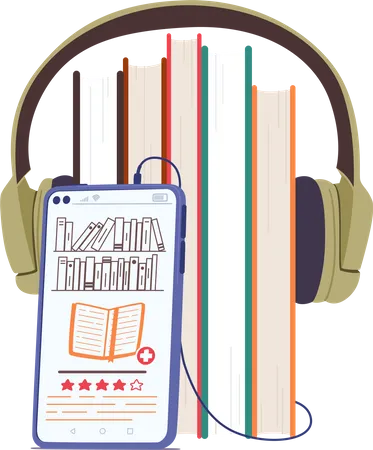 Aplicativo De Smartphone Para Ouvir Livros De Audio Fones De Ouvido E Pilha De Livros Didaticos Isolados Em Fundo Branco Biblioteca Online App Para Estudar Audiolivro Ou Podcast Ilustra O Vetorial De Desenho Animado Ilustração