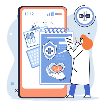Aplicativo de saúde médica on-line  Ilustração