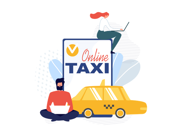 Aplicativo móvel de reserva de táxi on-line  Ilustração