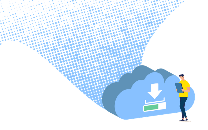 Aplicativo móvel de serviço on-line para economia, sincronização e backup de dados comerciais Ilustração