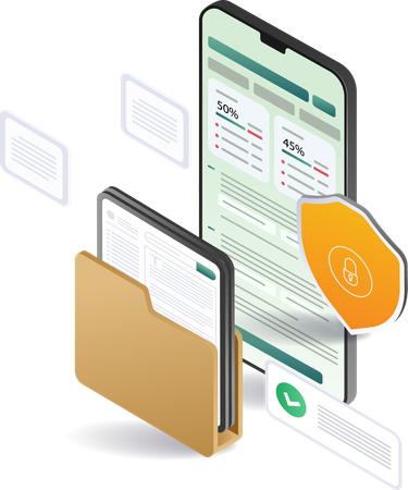 Aplicativo de smartphone para análise de segurança de dados  Ilustração